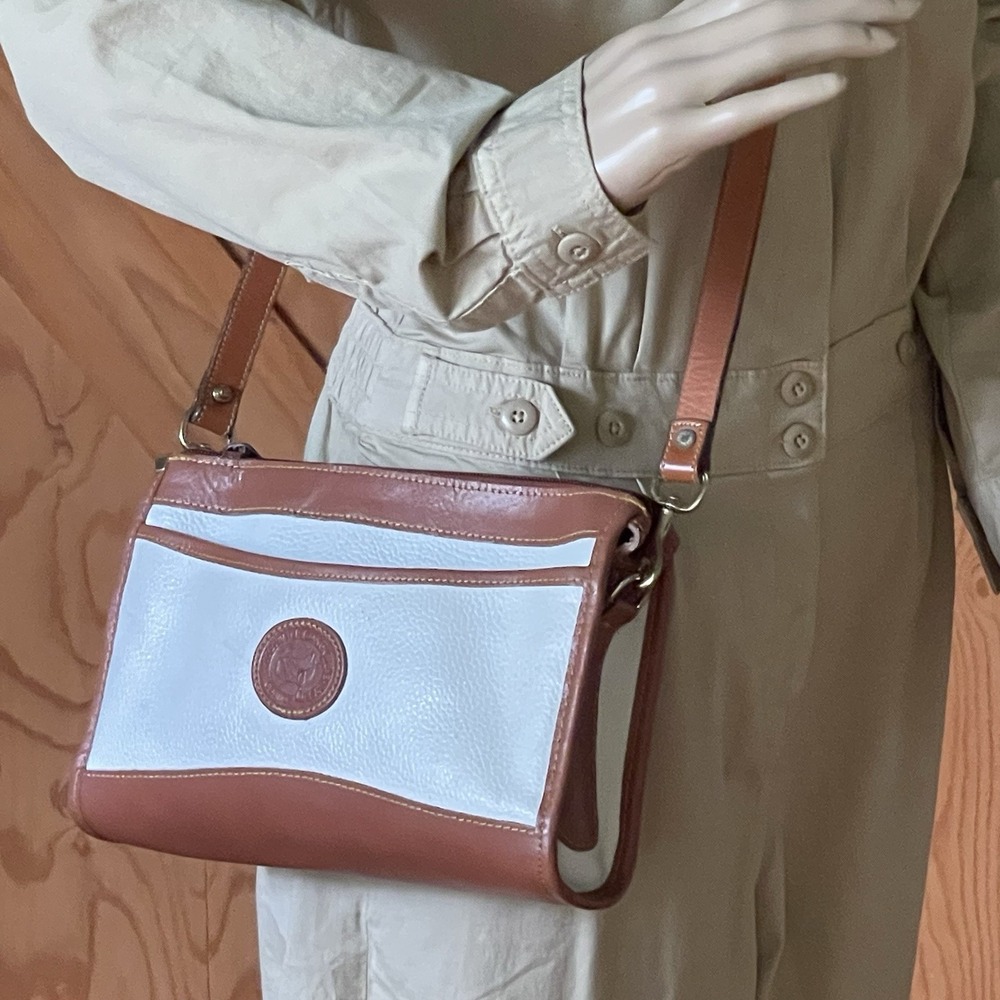 Coldwater Canyon Leather Crossbody Bag White Brown Equestrian Style